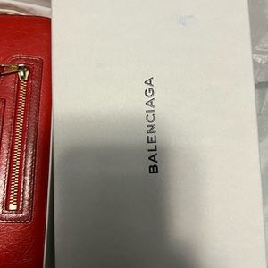 Balenciaga red zippy wallet